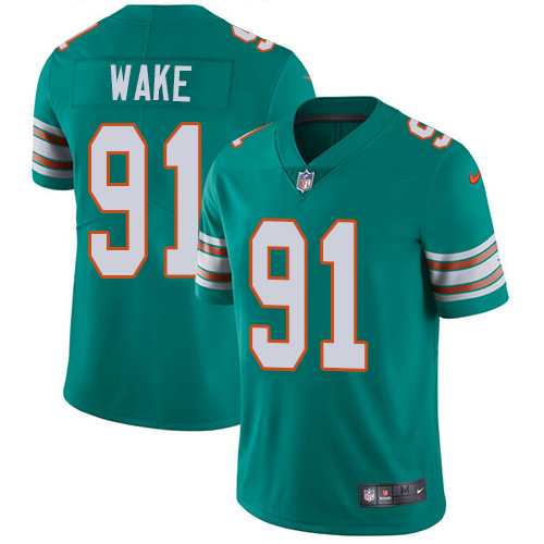 Nike Miami Dolphins #91 Cameron Wake Aqua Green Alternate Men Stitched NFL Vapor Untouchable Limited Jersey->miami dolphins->NFL Jersey